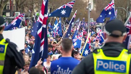 Anti-immigration protests flock to city centres, with Melbourne’s demonstration turning violent
