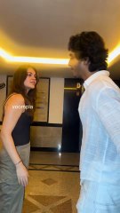 the saiyaara actors! bro not in the mood for . but she coaxes him to turn around and poses for the lenses. just tinsel town things‍♀ahaan panday aneet padda