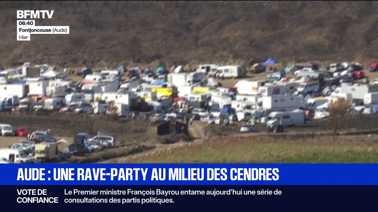 À Fontjoncouse, dans l'Aude, des fêtards se sont réunis pour une rave-party sur les lieux d’un incendie dévastateur survenu cet été