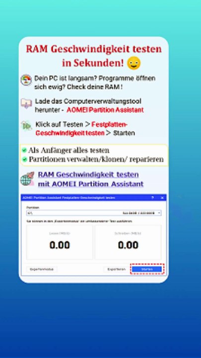 👉 RAM Geschwindigkeit testen – So einfach geht’s mit AOMEI Partition Assistant! 🚀