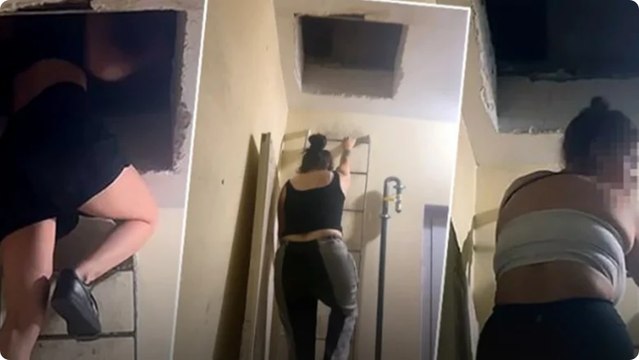 Fuhuş operasyonunda polisi görünce çatı katına saklandılar