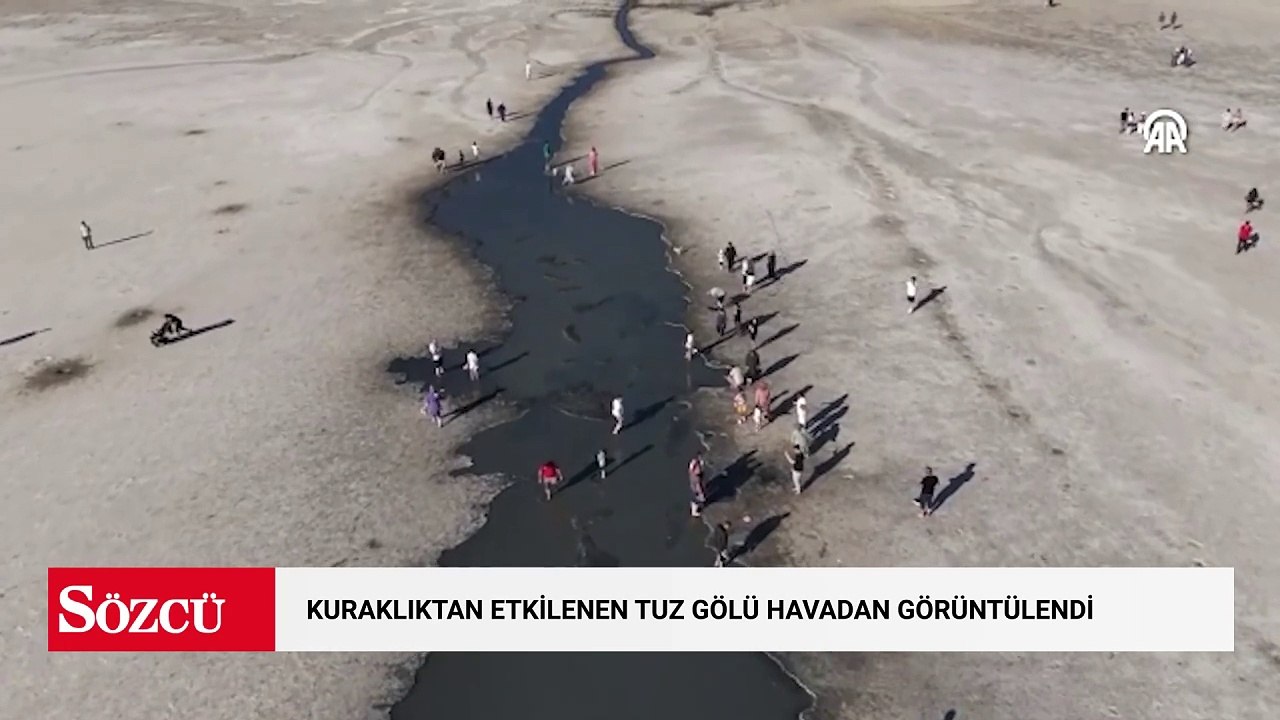 Kuraklıktan etkilenen Tuz Gölü havadan görüntülendi