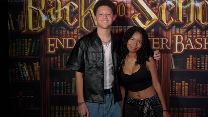 Ezra Gilmore and Christine Marie attend the Jet House Back-to-School Bash red carpet