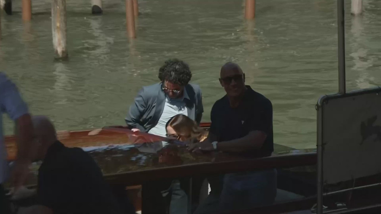 The Rock and Emily Blunt arrive at Venice with 'The Smashing Machine'