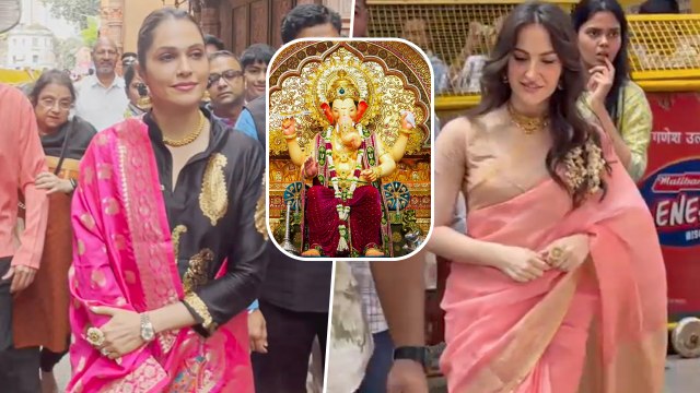 Lalbaugcha Raja: Elli AvrRam & Isha Koppikar Arrive To Seek Ganpati Bappa's Blessings