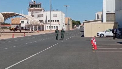 La princesa Leonor, este lunes, con el mono de vuelo antes de visitar las aulas de formación del Ejército del Aire.