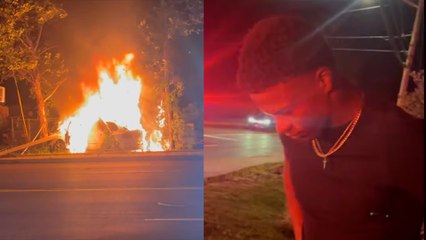 Un joueur de football américain sauve un homme de sa voiture en feu