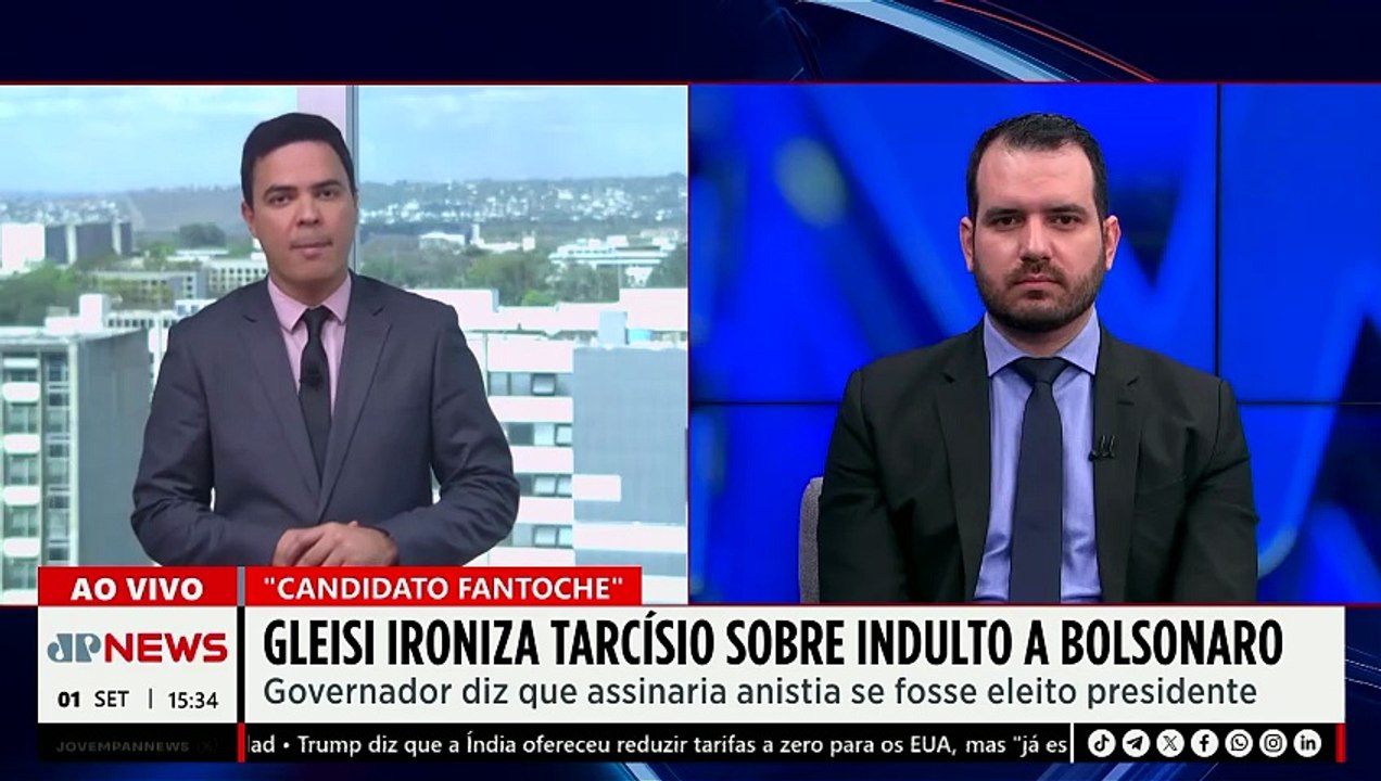 Gleisi Hoffmann ironiza Tarcísio sobre indulto a Bolsonaro | TEMPO REAL