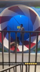 Kid Fails To Hop Onto Ride At Fun Fair