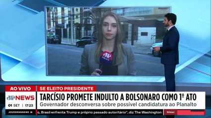 Tarcísio promete indulto a Bolsonaro como seu 1° ato