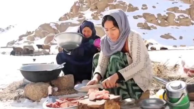 Shepherd's Life in the Highest Mountain of Afghanistan Shepherd Mother Cooking Village Meal