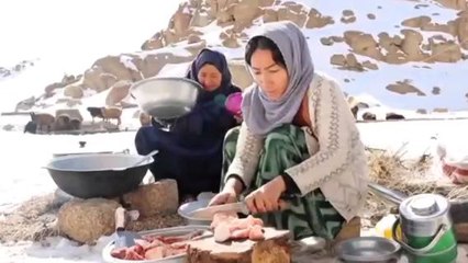Shepherd's Life in the Highest Mountain of Afghanistan Shepherd Mother Cooking Village Meal