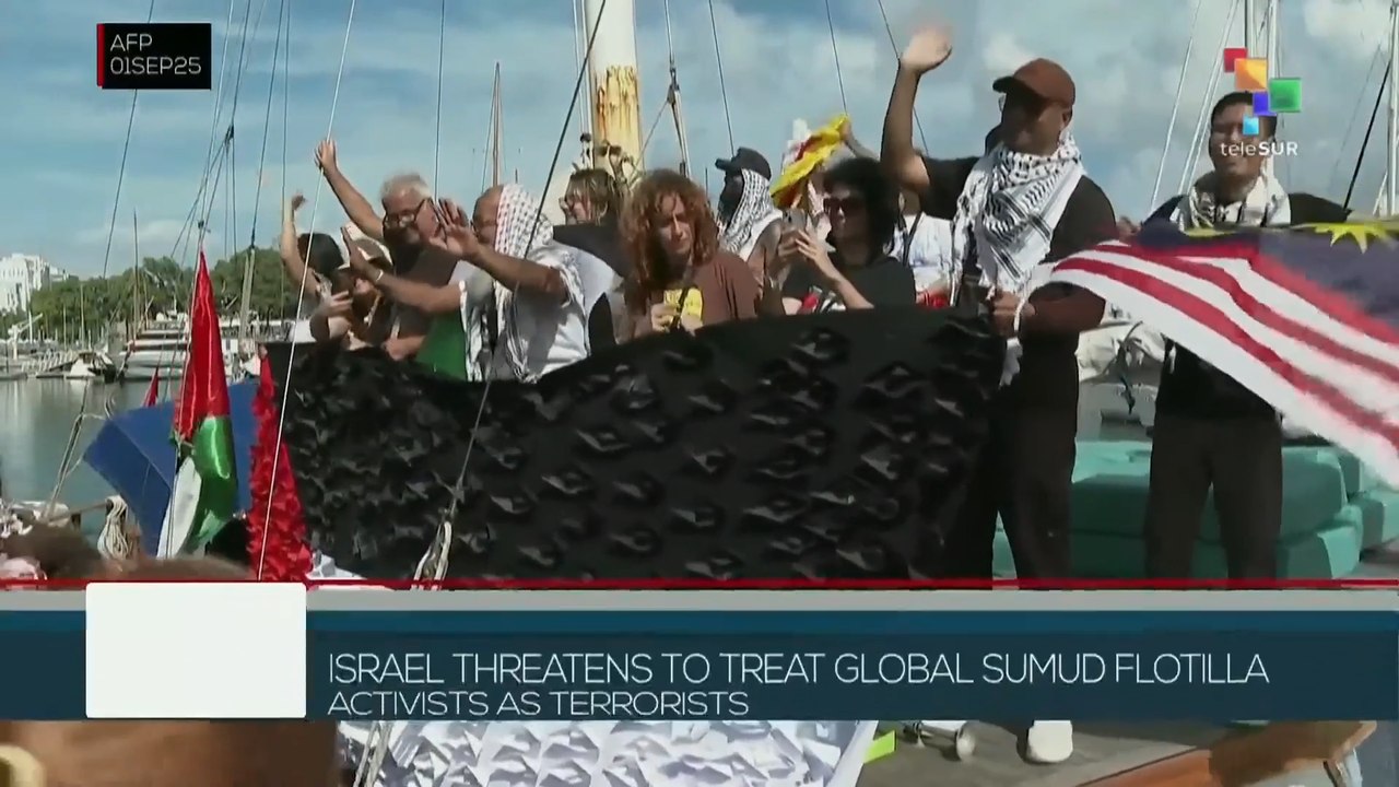 Spain: The Sumud Global Flotilla sails from Barcelona to Palestine
