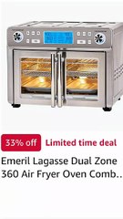 Emeril Lagasse Dual Zone 360 Air Fryer Oven Combo with French Door, 25 QT Extra Large, Cook Two Foods in Different Ways, Up to 60% Faster from Frozen to Finish