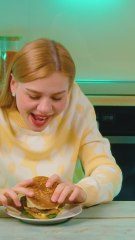 Mom's tiny burger creation 🍔💕 Kid-approved!