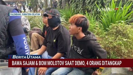 4 Orang Pembawa Sajam dan Bom Molotov Ditangkap Saat Demo di DPRD Sumsel | BERITA UTAMA