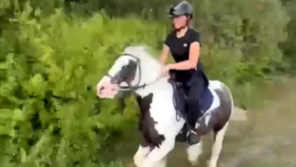 Hilarious horse-riding fail quashes woman's attempt to aura-farm