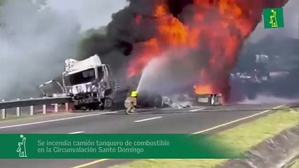 Se incendia camión tanquero de combustible en la Circunvalación Santo Domingo