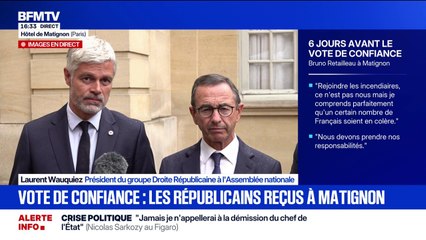 Crise politique: Laurent Wauquiez (LR) souhaite "Plus d'économies, mais moins d'augmentations d'impôts déguisées"