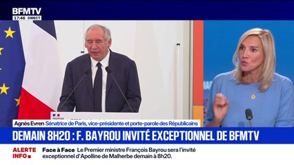 Vote de confiance: "François Bayrou a choisi lui-même de se faire hara-kiri", estime Agnès Evren, vice-présidente des Républicains