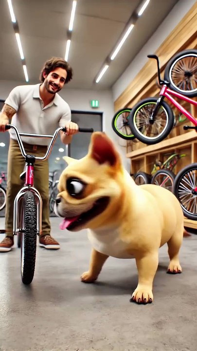 Cool & Cute Frenchie s BMX Adventure! Picks Bike, Rides, Eats & Becomes a Biker! 🐶🚲#shorts #cute