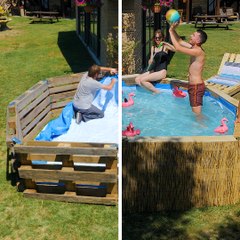 Build your own swimming pool from old pallets and surprise your friends at your next summer party
