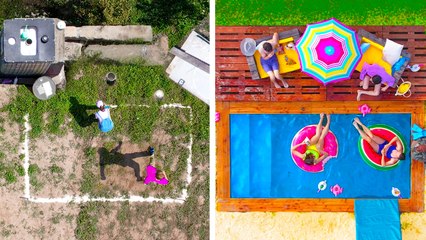Diy giant backyard pool || easy backyard decor ideas