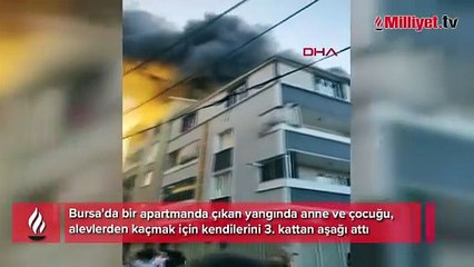 Bursa'da can pazarı: Yangından kaçmak için 3. kattan atladılar