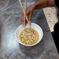 She made her own chopsticks 🥢 No need for cutlery now! 😎