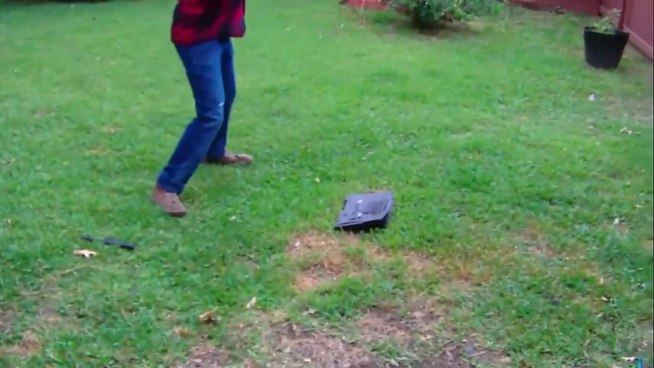 Psycho Dad Destroys Laptop