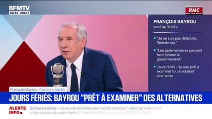 François Bayrou "prêt" à renoncer à supprimer les deux jours fériés en cas de solution alternative