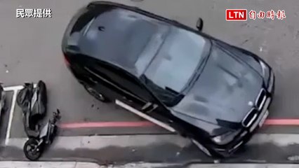 台中BMW撞倒機車裝沒事 「上帝視角」全程直擊速破案
