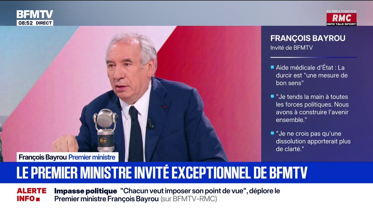Vote de confiance: "Ce qui est en jeu ce n'est pas mon sort, c'est le sort du pays", souligne François Bayrou
