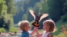 Adorable Baby Smiling Among Colorful Birds | Pure Happiness
