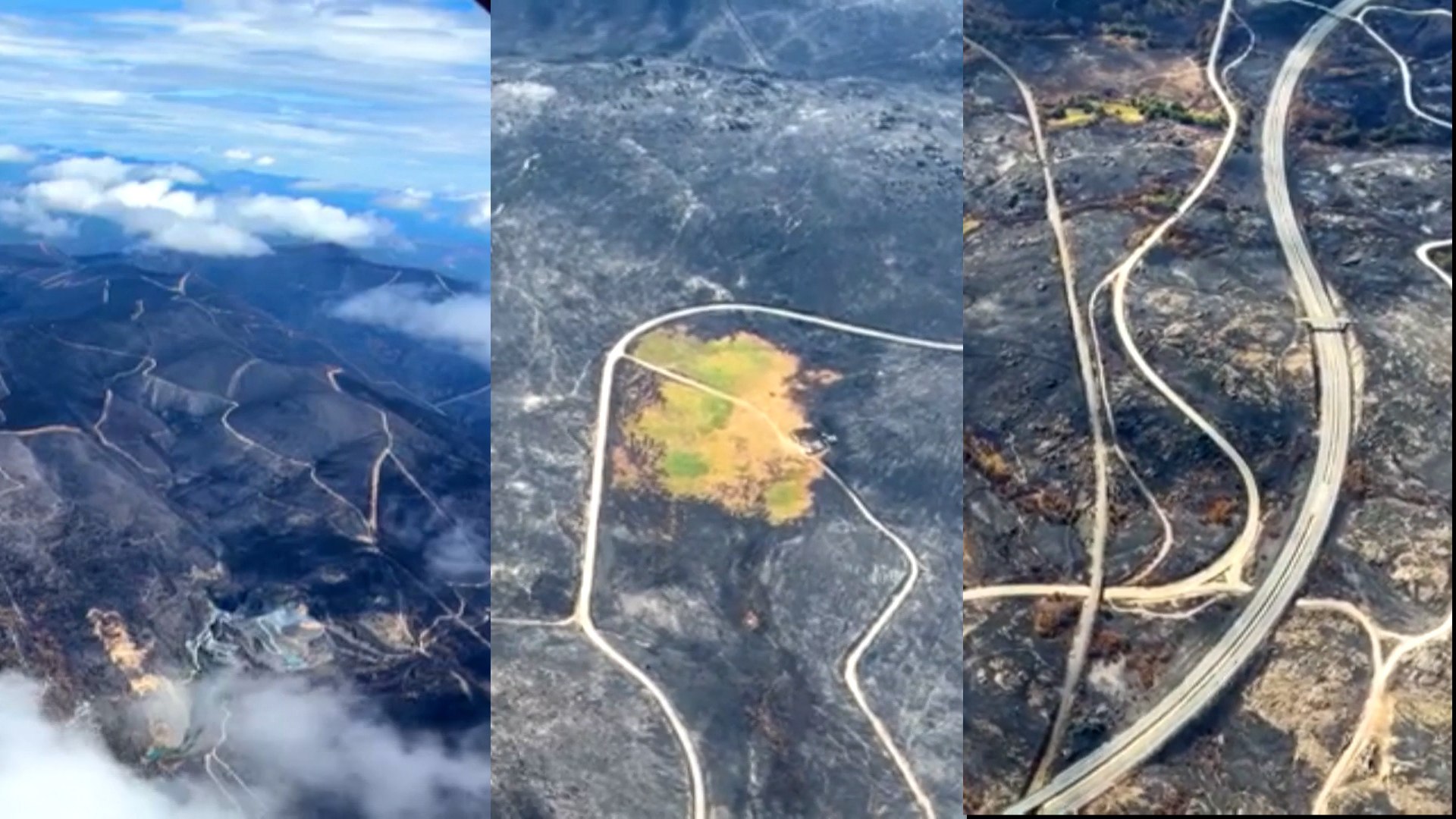 Un vídeo muestra la devastación causada por los incendios vista desde el aire