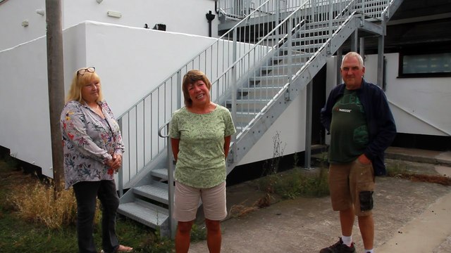 Watchet residents speak of their upset at a Co-op staircase outside their bedroom windows, filmed by George Ody.