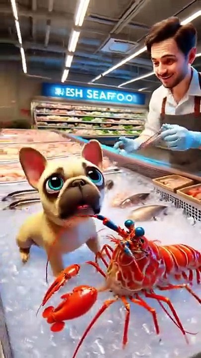 Dog Buys  Monster  Mantis Shrimp! Girl is Amazed! 🐶🦐 #CutePet #Food #shorts #cute #dog #dogs