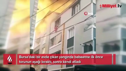 Bursa’daki can pazarında büyük mucize! Önce torununu sonra kendisini attı