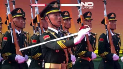 کیم و پوتین پس از برگزاری رژه نظامی چین لیموزین‌سواری کردند