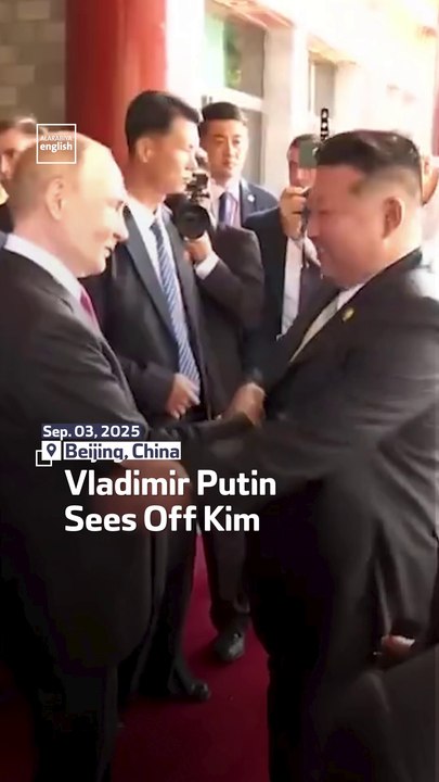 Russian President Vladimir Putin sees off North Korean leader Kim Jong Un in Beijing.