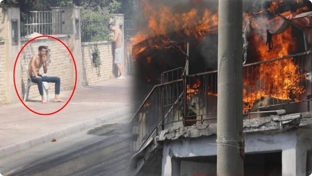 Benzin döküp evi ateşe verdi, oturup yangını izledi