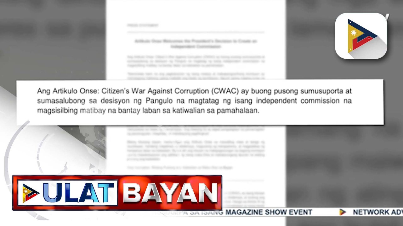 Artikulo Onse, suportado ang direktiba ni PBBM na bumuo ng independent panel vs. korapsyon sa pamahalaan | ulat ni Gab Villegas