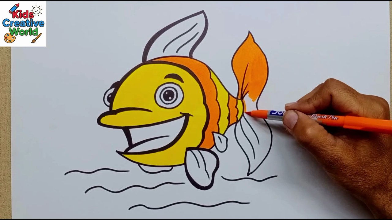 How to Draw a Cute Fish | Easy Fish Drawing for Kids | Cartoon Fish Coloring