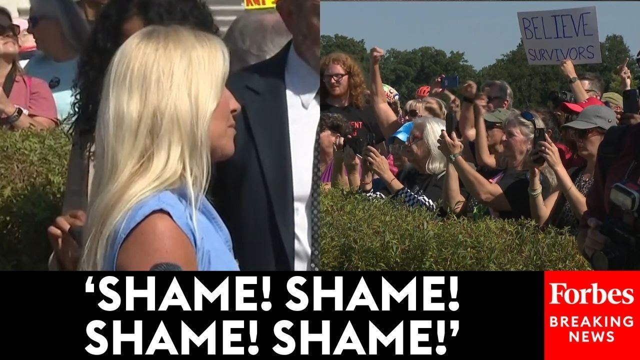 Marjorie Taylor Greene Protested Ahead Of Epstein Files Press Conference