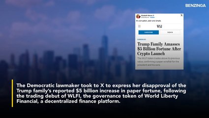Elizabeth Warren On Trump Family's Unrealized $5 Billion World Liberty Token Gains- 'Corruption, Plain And Simple'