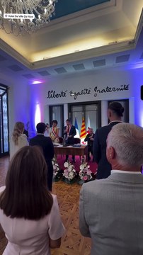 Marcel Desailly au mariage de son filleul Dylan Deschamps avec Mathilde à Nice. Vidéo publiée par Marcel Desailly sur son compte Instagram le 2 septembre 2025.