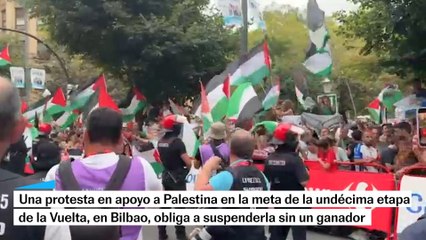 Una protesta contra Israel obliga a suspender la undécima etapa de la Vuelta