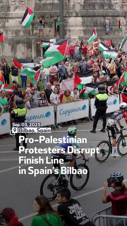 Pro-Palestinian Protesters  Disrupt Finish Line  in Spain’s Bilbao