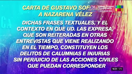 Gustavo Sofovich apuntó contra Nazarena Vélez