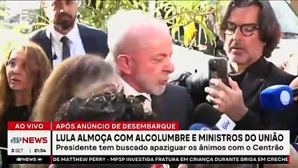 Lula almoça com Alcolumbre após saída de ministros do governo